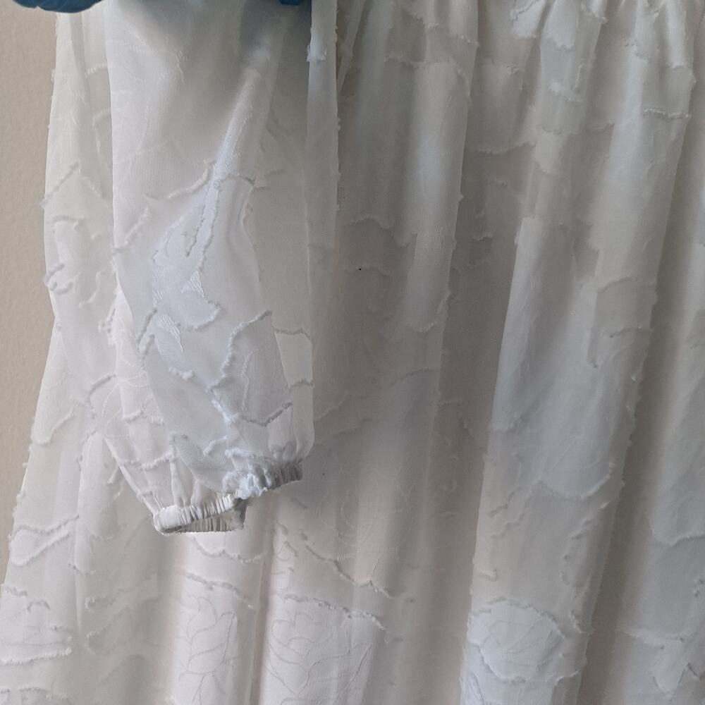 Lulus Flirtatious Nature Dress Floral Jacquard Lace-Up Midi White Women's Size M - Picture 11 of 13